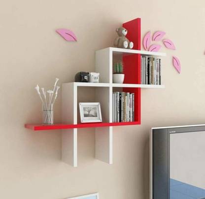 Brook Wood New Plus MDF (Medium Density Fiber) Wall Shelf
