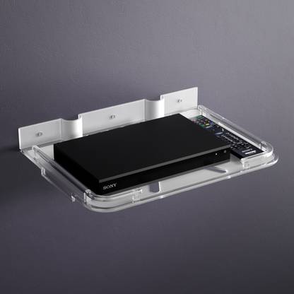 GLOXY Transparent Acrylic Multi-Purpose TV Set Top Box Stand with Remote Holder Acrylic Wall Shelf
