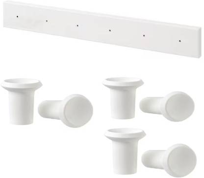 IKEA Rack with 6 knobs, White Wooden Wall Shelf