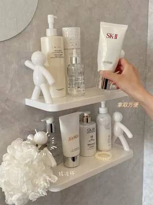 SJK Self Adhesive Multi-Purpose Wall Hanging Humanoid floating Shelf 2*0.860 Plastic Wall Shelf