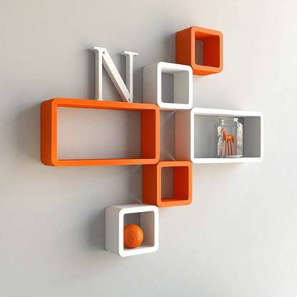 ShaizRArt cube wall Storage Floating Walls Shelf Rack Wall Shelves MDF (Medium Density Fiber) Wall Shelf