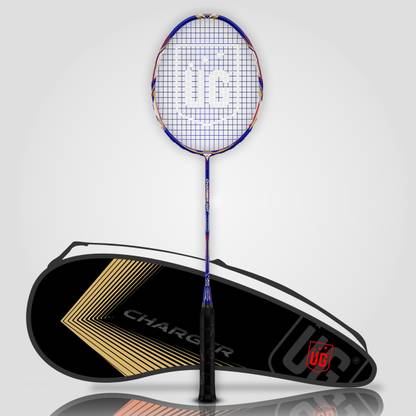 ULTIMATE GOAL Sports Charger Graphite Badminton Racket with Cover | String Tension 28 LBS | Blue Strung Badminton Racquet