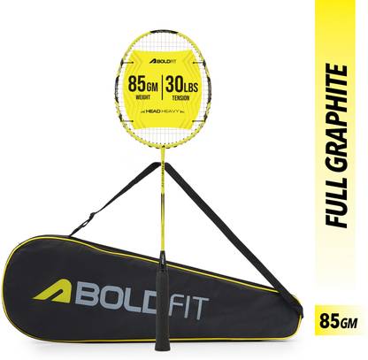 BOLDFIT AeroBold Full Graphite Yellow Strung Badminton Racquet