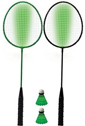 Lesser High quality green black pair of badminton racquet for kids and young Multicolor Strung Badminton Racquet