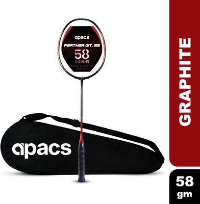 apacs Feather Weight 55 (58grams, World's Lightest) | Made with 40T Japanese Graphite Red Unstrung Badminton Racquet