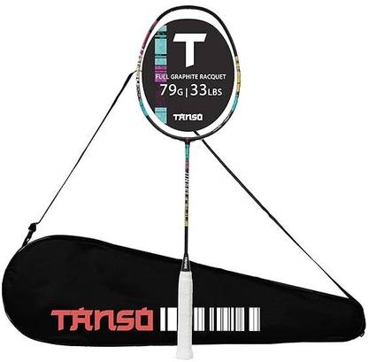 Tanso Jinsei Full Graphite Ultra Light Weight Carbon Fibre Strung Badminton Racket Black Strung Badminton Racquet