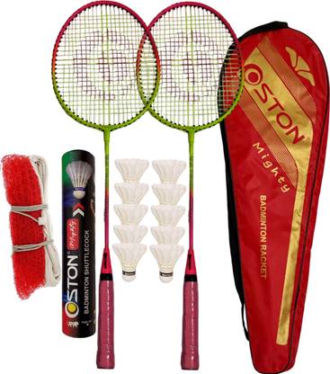 Oston Mighty Badminton Racket Badminton Net Up and Down Cover Free Feather Shuttlecock Multicolor Strung Badminton Racquet