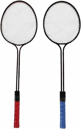 NS Sports Double Shaft Iron Body Pack Of 2 Piece Badminton Racket Blue, Red Strung Badminton Racquet