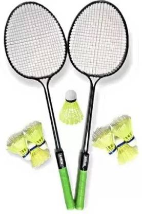 house of common Plastic Shuttlecock 7 Pcs with Double Rod Badminton Racquet Blue, Red Strung Badminton Racquet