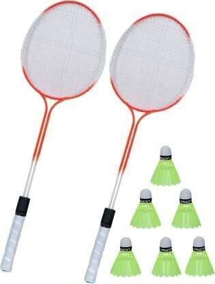 ABG Badminton Racquet set of 2 with 6 shuttle Multicolor Strung Badminton Racquet