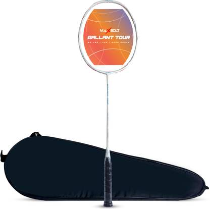 Maxbolt Gallant Tour (43 LBS Max Tension | 40T Carbon Graphite) White Unstrung Badminton Racquet