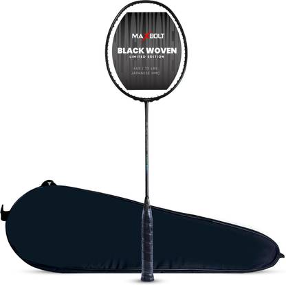 Maxbolt Black Woven Limited Edition (Head Heavy | 35 LBS Max Tension) Black Unstrung Badminton Racquet