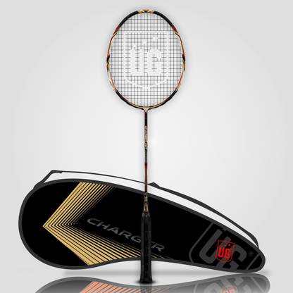 UG SPORTS Sports Charger Graphite Single Badminton Racket & Cover | String Tension 28 lbs Black Strung Badminton Racquet