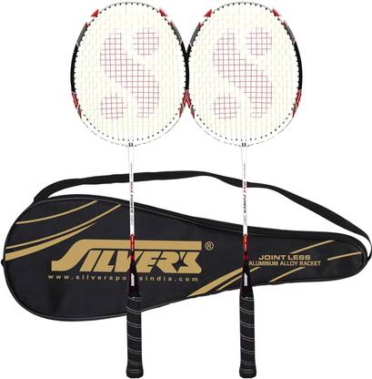 SILVER`S Jointless Aluminium Alloy Composite Max Power (2 Racquets with Full Cover) Black, White Strung Badminton Racquet