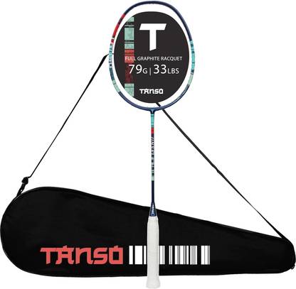 Tanso Jinsei Full Graphite Ultra Light Weight Carbon Fibre Strung Badminton Racket Blue Strung Badminton Racquet
