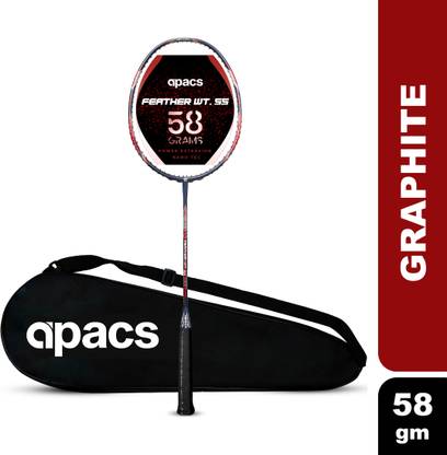 apacs Feather Weight 55 (58grams, World's Lightest) | Made with 40T Japanese Graphite Blue Unstrung Badminton Racquet
