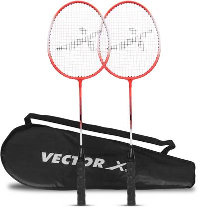 VECTOR X VXB-150 VXB-150-Full Set of 2 Racquets Red Strung Badminton Racquet