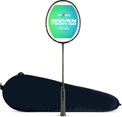 Maxbolt Woven Tech 60 (Head Heavy | 35 LBS | Woven Graphite) Black, Green Unstrung Badminton Racquet