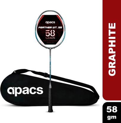 apacs Feather Weight 55 (58grams, World's Lightest) | Made with 40T Japanese Graphite Grey Unstrung Badminton Racquet