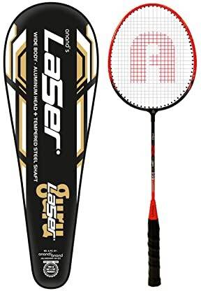 LASER T-Joint Tempered Shaft and Wide Body Aluminium Head Badminton Racket Set of 2 Multicolor Strung Badminton Racquet
