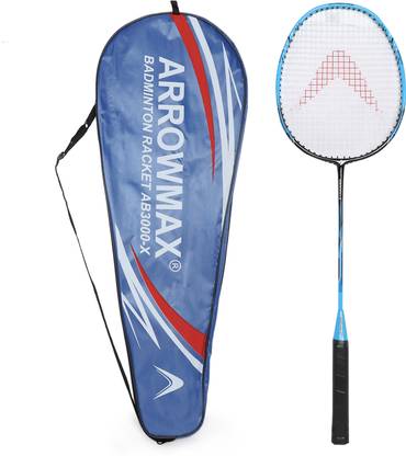 ArrowMax Jointless Badminton Racket Light Weight Aluminium Fibre Glass Blue Strung Badminton Racquet