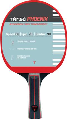 Tanso Phoenix Premium ITTF approved Racket(Engineered Ply, Consistent Bounce and Spin) Red, Black Table Tennis Racquet