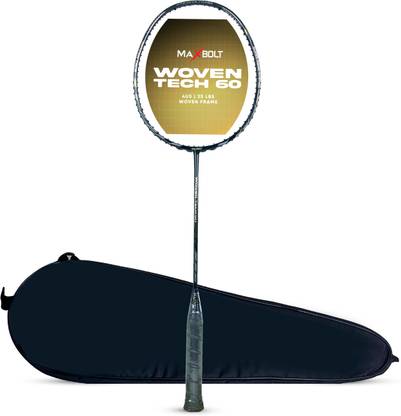 Maxbolt Woven Tech 60 (Head Heavy | 35 LBS | Woven Graphite) Black, Gold Unstrung Badminton Racquet