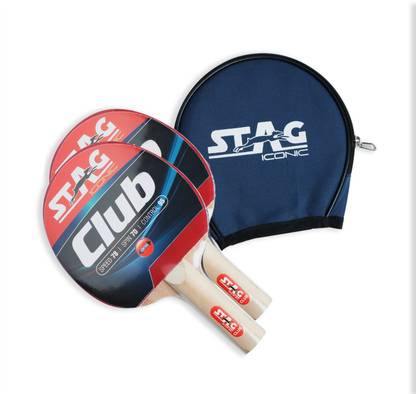 Stag iconic Club Pack of 2 Red, Black Table Tennis Racquet