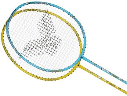 VICTOR Peanuts Auraspeed SN Set (ARS-SN Set M/E) 4U G5 Badminton Racket Set of 2 Blue, Yellow Strung Badminton Racquet
