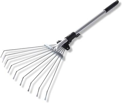 Sharpex Telescopic Metal Rake Expanding Handle with Adjustable Folding Head Garden rake
