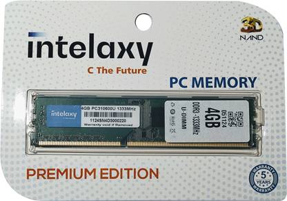 intleaxy 1333 MHZ DDR3 4 GB PC (240-Pin|1.35V|CL-9|PC3-10600U|High-Performance Memory for Standard & Gaming PCs)