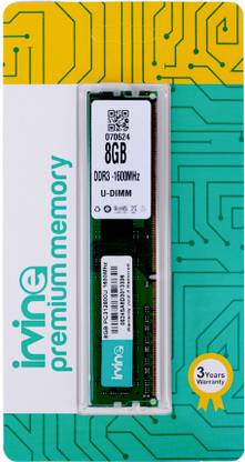 IRVINE 1600 DDR3 8 GB (Dual Channel) PC (8GB DDR3 1600 Udimm)