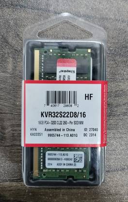 KINGSTON KVR32S22D8/16 DDR4 16 GB (Dual Channel) Laptop SODIMM (Value Memory)