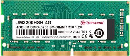 Transcend JetRam DDR4 4 GB Laptop 3200 MHz CL22, 260 pin, Unbuffered SO-DIMM Laptop RAM (JM3200HSH-4G)