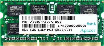 Apacer 1 DDR3 8 GB (Dual Channel) Laptop (DDR3 NOTEBOOK MEMORY MODULE)