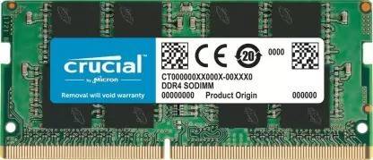 Crucial 8 GB (8GB) 3200 MHz(or 2933MHz or 2666MHz) DDR4 8 GB (Single Channel) Laptop (8 GB (8GB) 3200 MHz DDR4 DDR4 SDRAM)