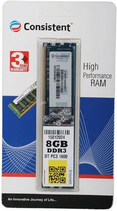 CONSISTEN DDR 3 SERIES,ZEBRONICS H61 MOTHER BOARD SUPPORTED DDR3 8 GB (Dual Channel) PC DDR3 RAM (8gb ddr 3 Ram For ZEBRONICS H-61 mother board Supported)