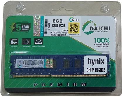 DAICHI 8GB DDR3 Desktop Ram DDR3 8 GB PC Desktop Ram (1600MHZ/12800MHZ)