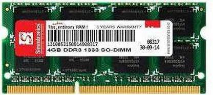 simtronics 1333 DDR3 4 GB (Single Channel) Laptop (Ram 4Gb DDR3 Laptop 1333 MHZ)