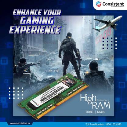 Consistent Laptop RAM DDR3 4 GB (Single Channel) Laptop (Laptop Ram 1600MHz)