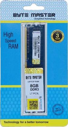 BYTE MASTER Perfect for Gamers Content Developers DDR3 8 GB (Dual Channel) PC (RAM 8GB DDR3 1333 Mhz)