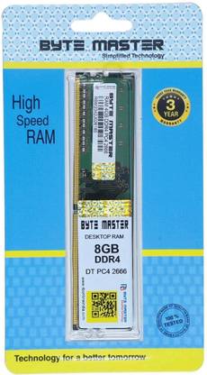 BYTE MASTER DDR4 DDR4 8 GB (Single Channel) PC (RAM 8GB DDR4 2666 Mhz)