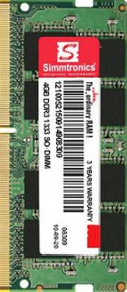 SRDE Simmtronics 1333Mhz Laptop RAM DDR4 4 GB Laptop (SIMMTROINCS 4GB DDR 3 1333 MhZ)