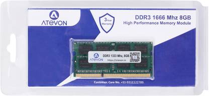 ATEVON 1666 Mhz DDR3 8 GB (Dual Channel) Laptop (DDR3)