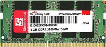 Simmtronics LAPTOP RAM DDR4 4 GB (Single Channel) Laptop (3200 MHz)