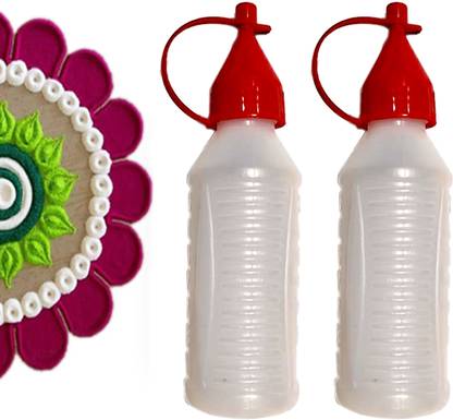 KALSU Ready to Draw Dot and Spread Plastic Rangoli Maker | Pack of 2 Bottles ( Multicolor )i Rangoli Stencil