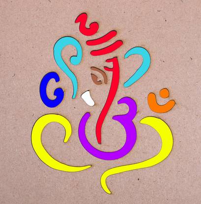 CUTANDCRAFT Wooden Rangoli Ganesh Stencil 12X12 for Diwali & Home Decor with 4 Color bottle Rangoli Stencil