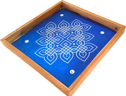 aalayam selveer Padi Kolam Rangoli Stencil (Model 1) 10x10 Inches, Wooden Frame Rangoli Stencil
