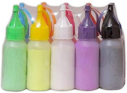 SSS Enterprises Rangoli Colour Powder/Kolam Powder Bottle - Pack of 6 Rangoli Stencil