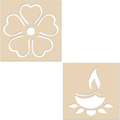 Printfry Captivating Flower Floral Rangoli Design: A Delicate Tapestry of Nature's Beauty Rangoli Stencil